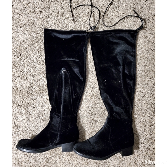 wide calf velvet boots